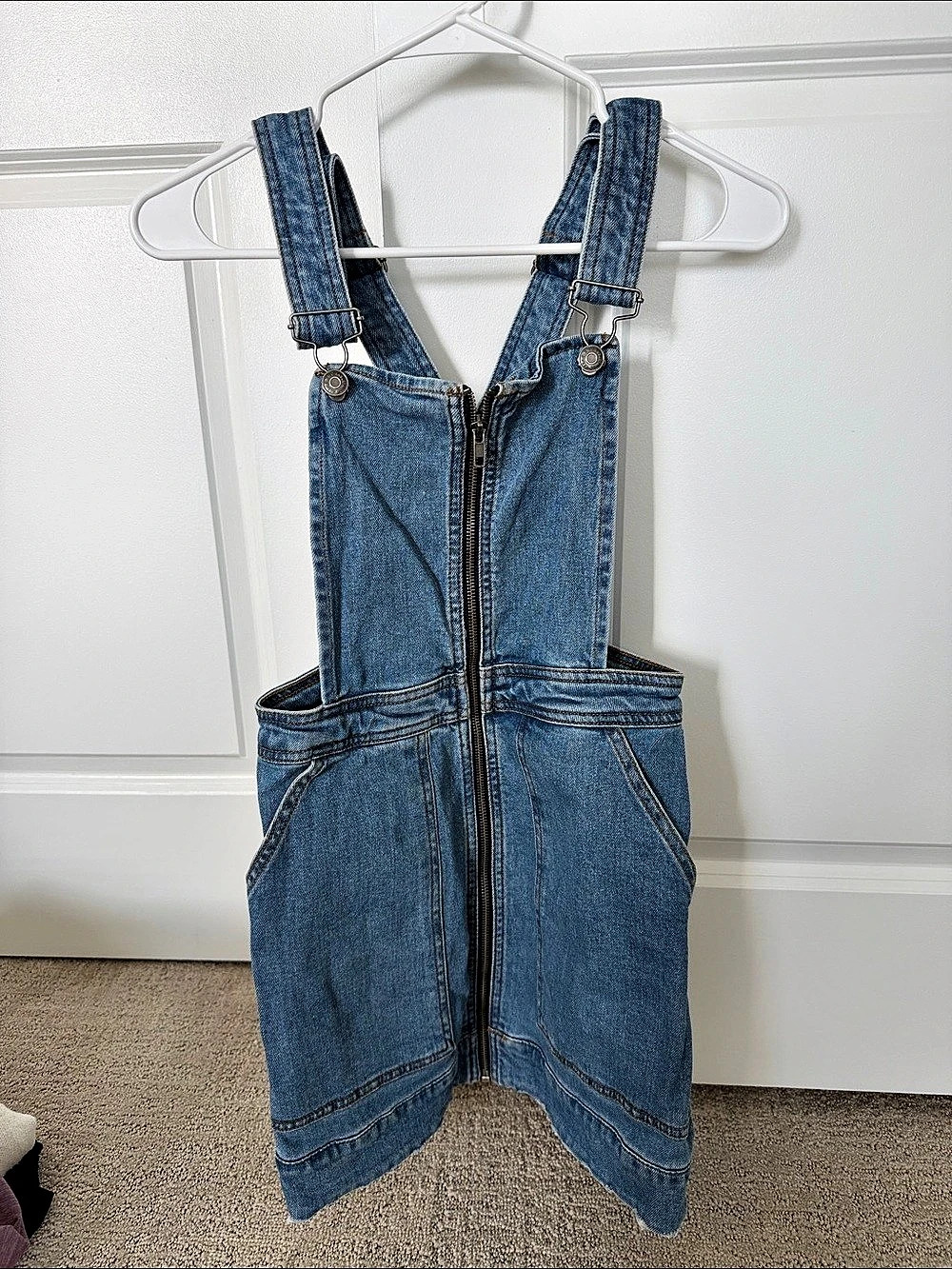 Wild Fable Denim Overall Dress with Zip Front Blue XS